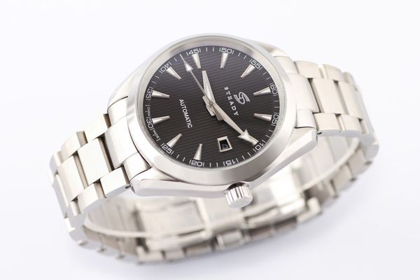 recommendation famous automatic mechanical movement show at back watches for man 316 steel casual business male wristwatches a13, Slivery;brown